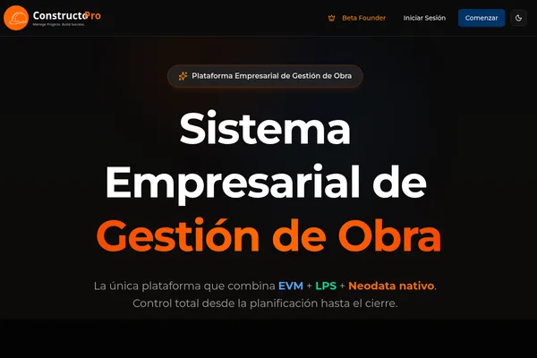 ConstructoPro - Plataforma empresarial de gestión de obra - Proyecto desarrollado por Torres Santiago